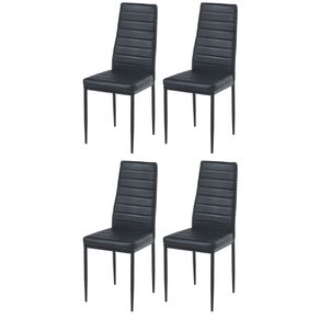 1 Kit 4 Cadeiras V1001 Rivatti 41,5 cm -Largura- Estofado em PU Preto e Base em Aco Preto